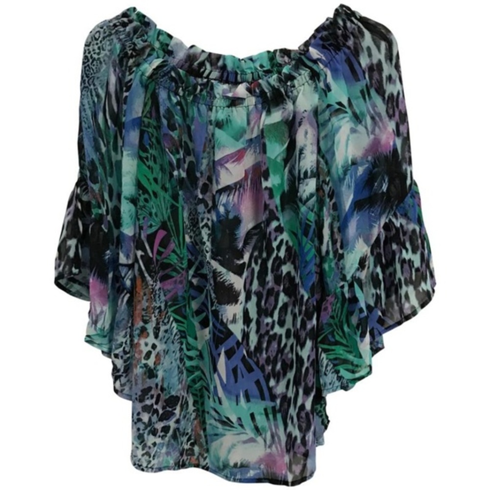 NWT Cupio Animal Print Off The Shoulder Blouse Top